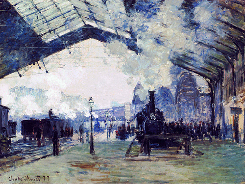 La Gare St Lazare, le train de Normandie, 1877