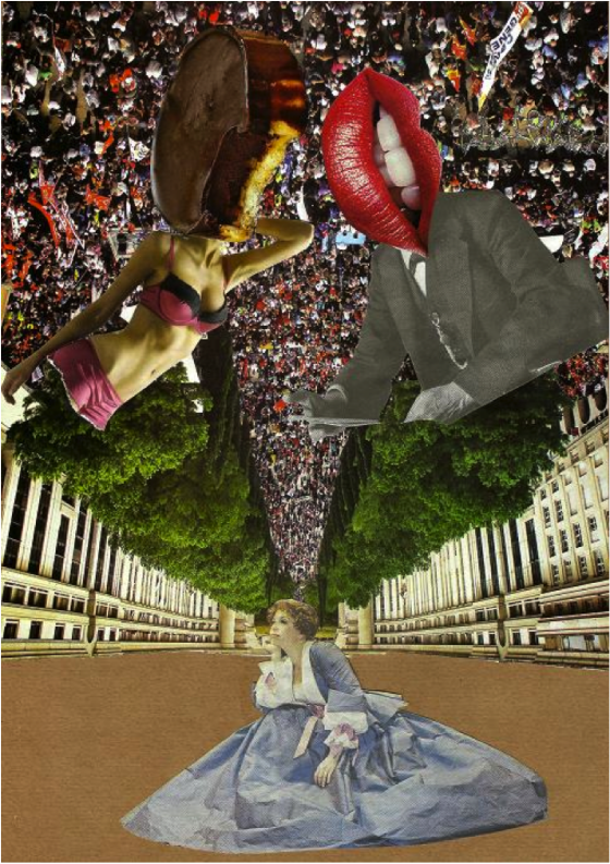 "In Wonderland (le rêve d’Alice)", collage sur papier, 2012